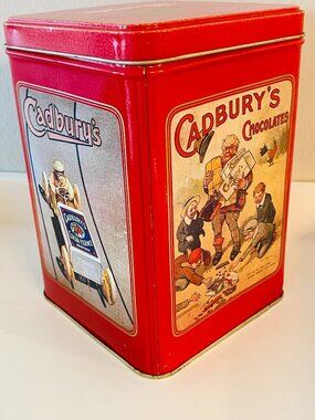 Vintage 1970 Cadbury's Mounds Chocolate Tin Red Canister Metal Box England